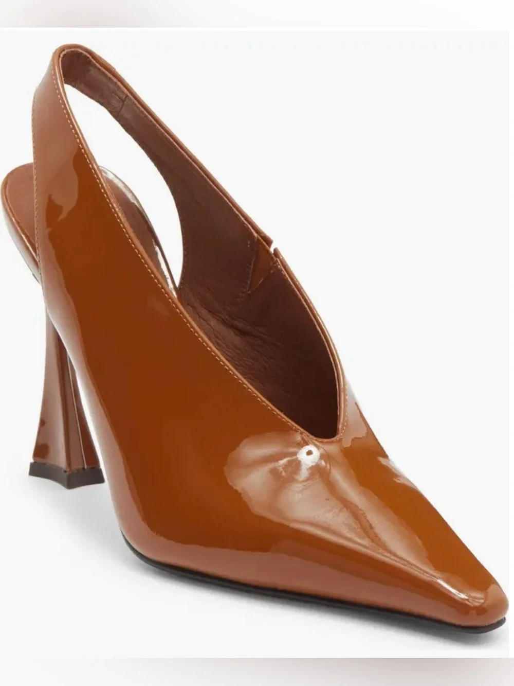 Jeffrey Campbell | Women's Caramel Patent Leather Slingback Alimony Pumps Sz 7.5